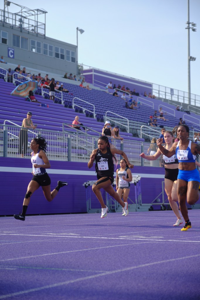 Athletes crossing the finish line at the Bob Vigars Classic in London, Ont. on May 28, 2023. Photo taken by Davis Rutledge. 