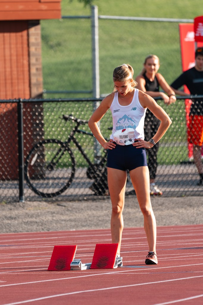 Telford before her race at the CTFL Championships in Ottawa. Photo taken by Matt Racette on August 5, 2023.